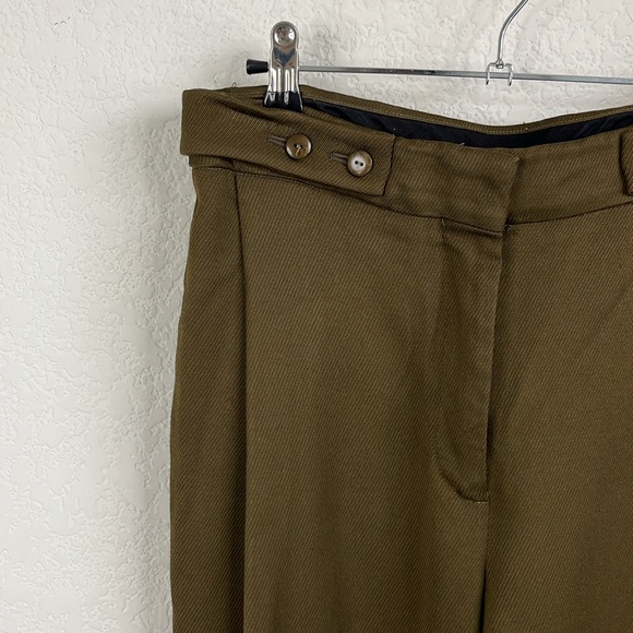 Cedric Charlier Green Olive Textured Double Side Buttons Trousers - Picture 1 of 8